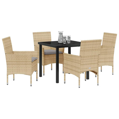 Garten Essgruppe mit Kissen 5 pcs Beige Poly Rattan