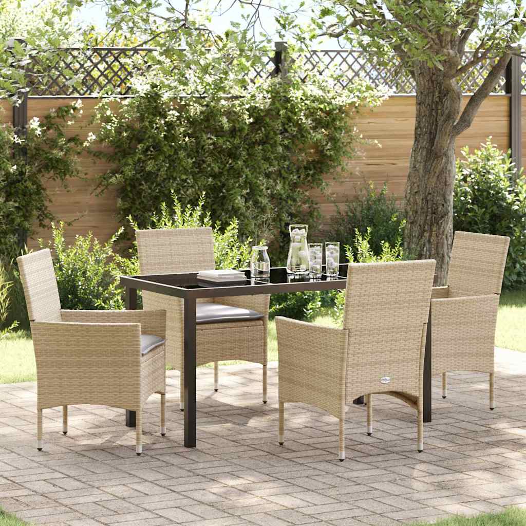 Garten Essgruppe mit Kissen 5 pcs Beige Poly Rattan