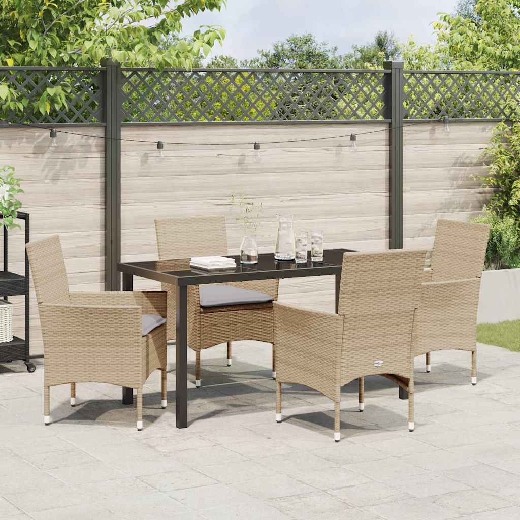 Garten Essgruppe mit Kissen 5 pcs Beige Poly Rattan