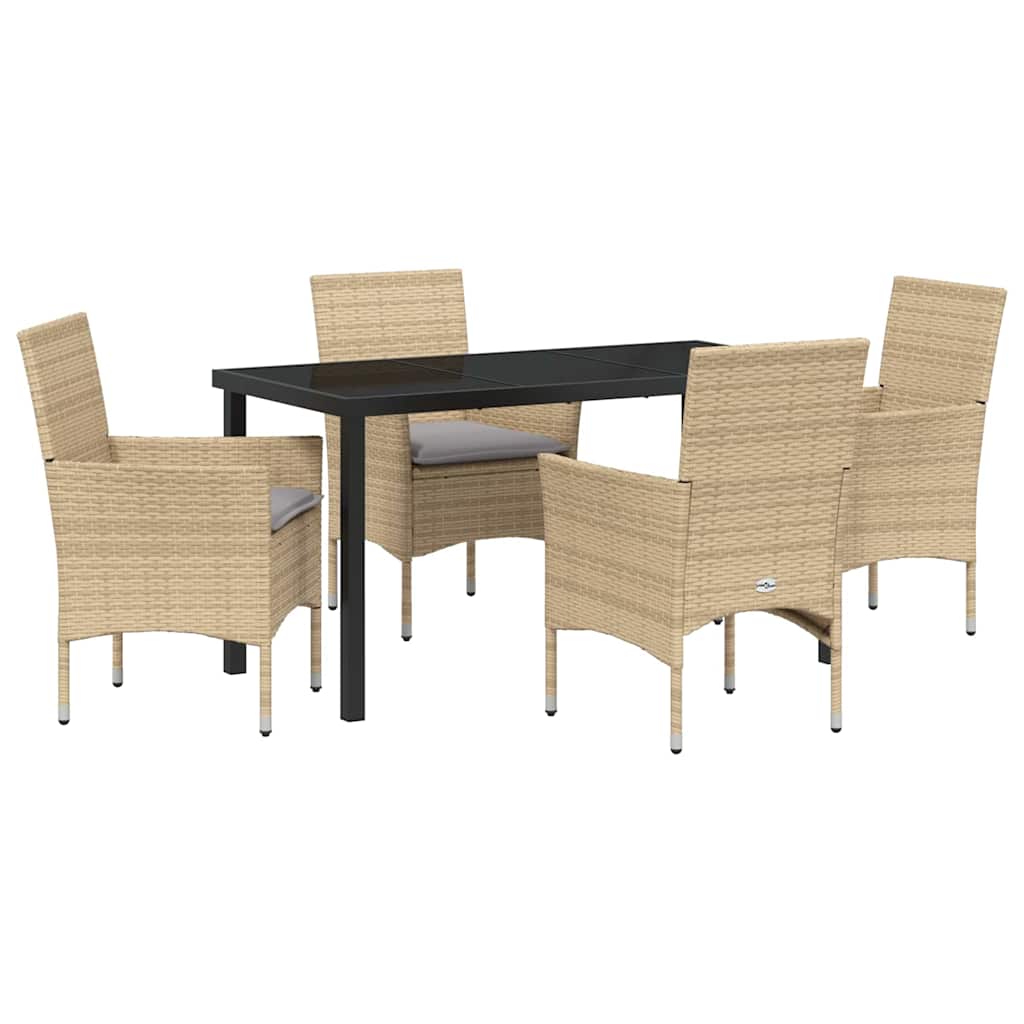 Garten Essgruppe mit Kissen 5 pcs Beige Poly Rattan