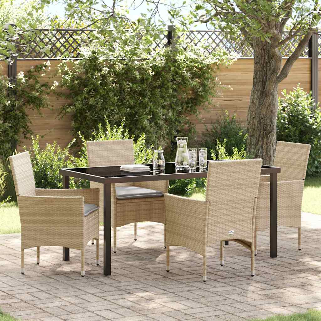 Garten Essgruppe mit Kissen 5 pcs Beige Poly Rattan