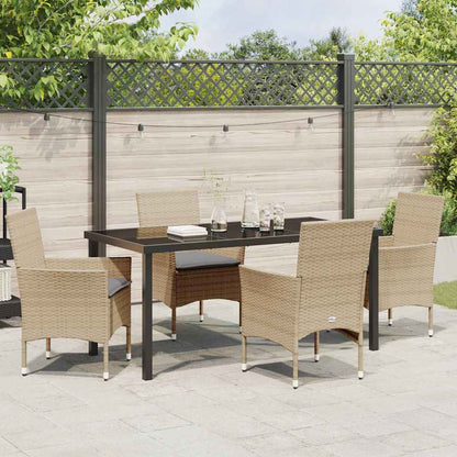 Garten Essgruppe mit Kissen 5 pcs Beige Poly Rattan