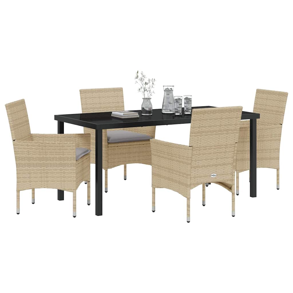 Garten Essgruppe mit Kissen 5 pcs Beige Poly Rattan