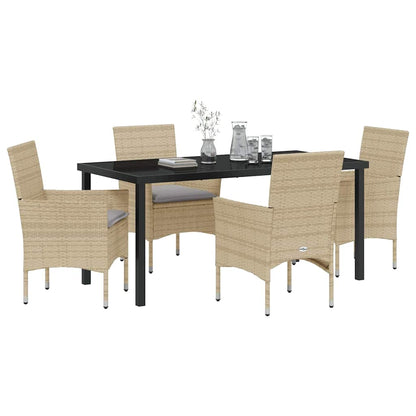Garten Essgruppe mit Kissen 5 pcs Beige Poly Rattan