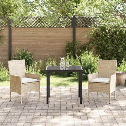 Garten Essgruppe mit Kissen 3 pcs Beige Poly Rattan