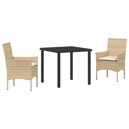 Garten Essgruppe mit Kissen 3 pcs Beige Poly Rattan