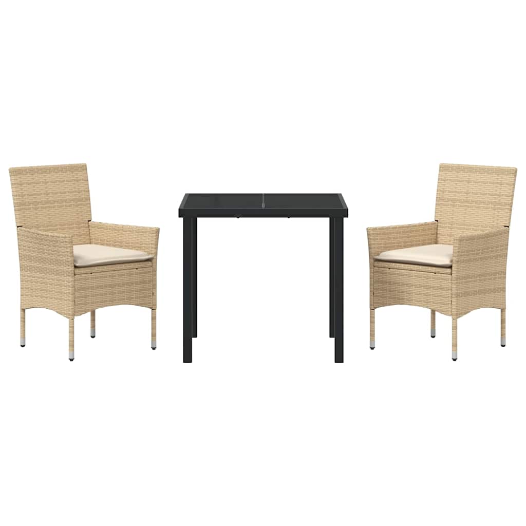 Garten Essgruppe mit Kissen 3 pcs Beige Poly Rattan