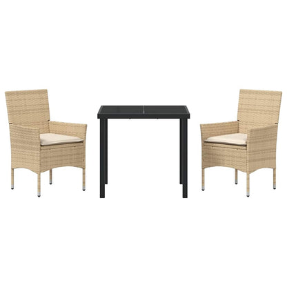 Garten Essgruppe mit Kissen 3 pcs Beige Poly Rattan