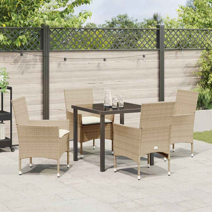 Garten Essgruppe mit Kissen 5 pcs Beige Poly Rattan