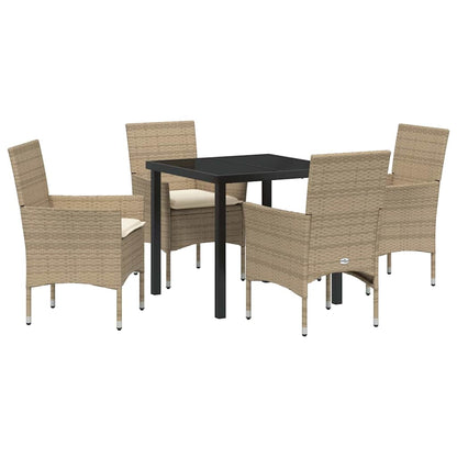 Garten Essgruppe mit Kissen 5 pcs Beige Poly Rattan