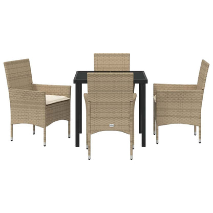 Garten Essgruppe mit Kissen 5 pcs Beige Poly Rattan