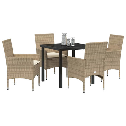 Garten Essgruppe mit Kissen 5 pcs Beige Poly Rattan