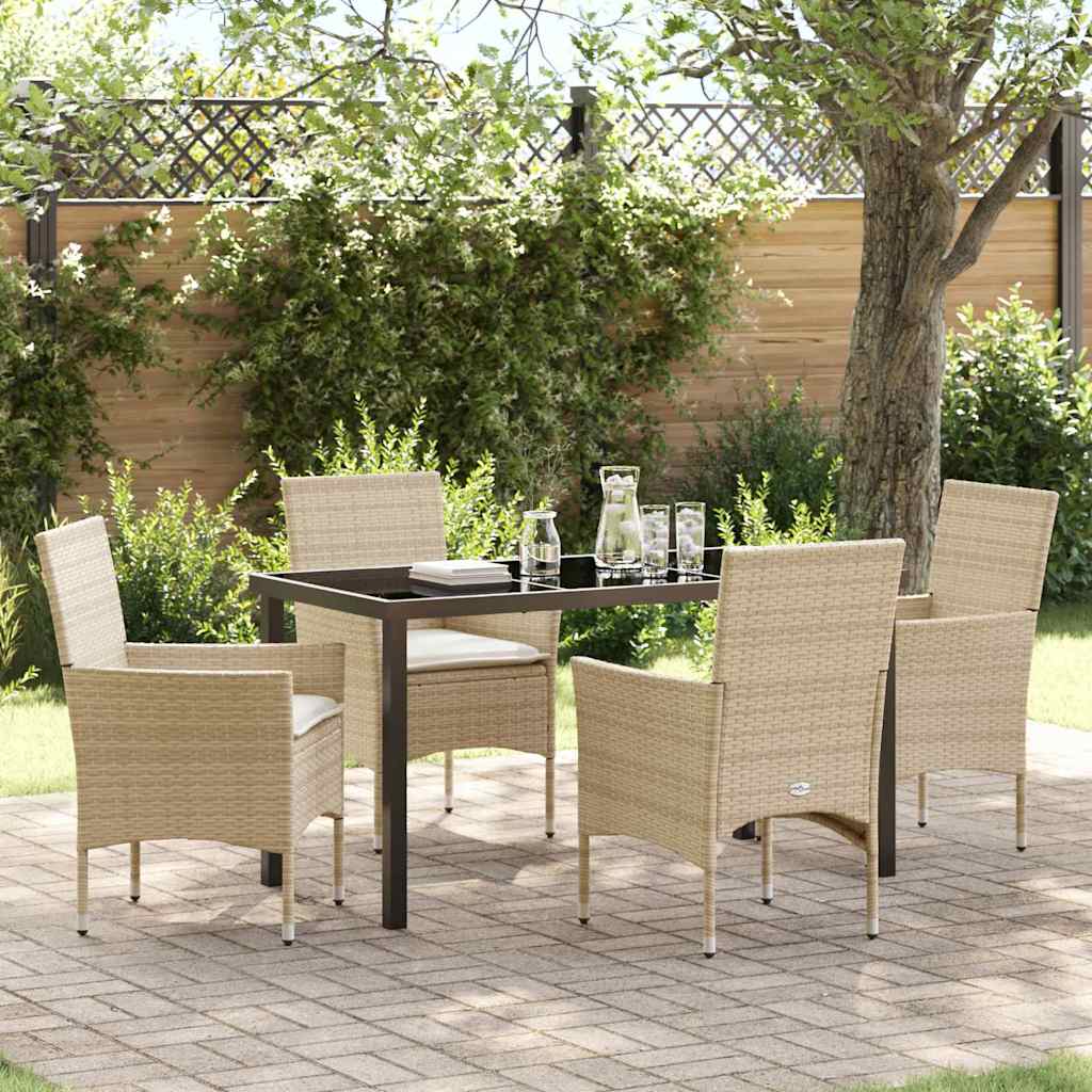 Garten Essgruppe mit Kissen 5 pcs Beige Poly Rattan