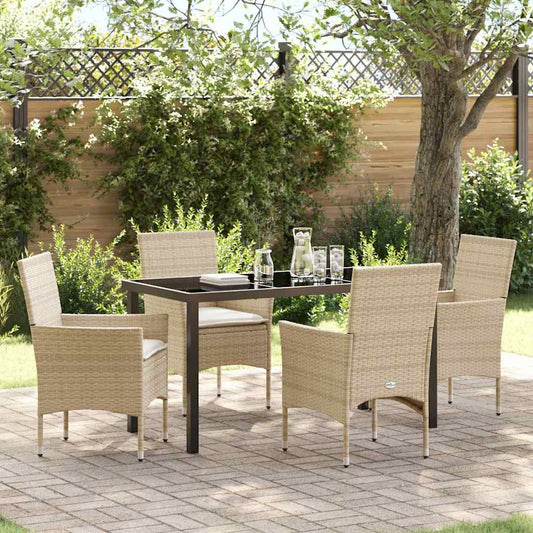 Garten Essgruppe mit Kissen 5 pcs Beige Poly Rattan