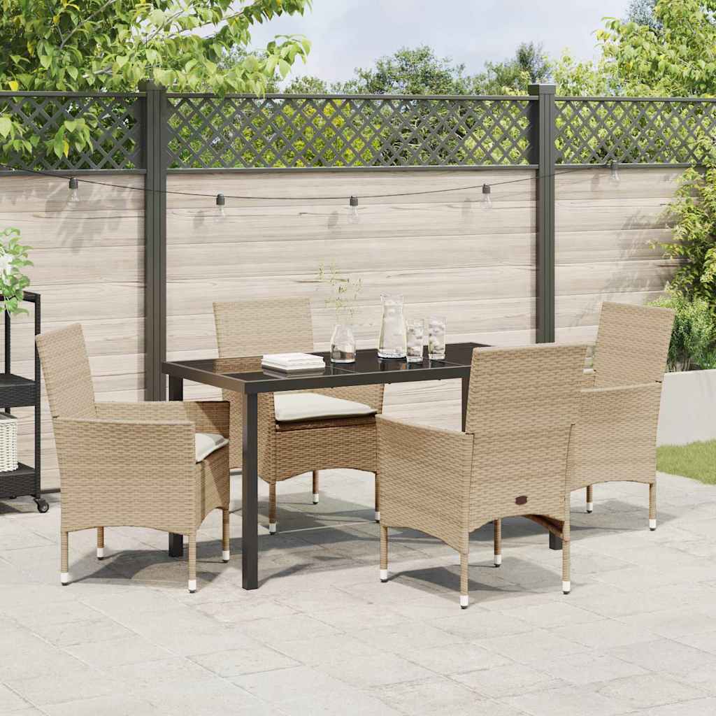 Garten Essgruppe mit Kissen 5 pcs Beige Poly Rattan
