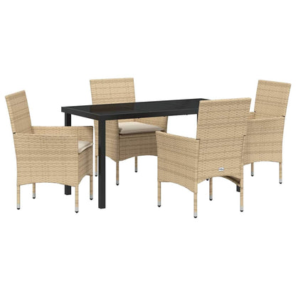 Garten Essgruppe mit Kissen 5 pcs Beige Poly Rattan