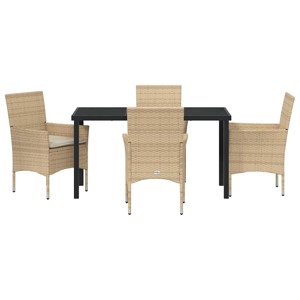 Garten Essgruppe mit Kissen 5 pcs Beige Poly Rattan