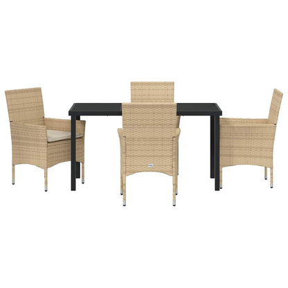 Garten Essgruppe mit Kissen 5 pcs Beige Poly Rattan