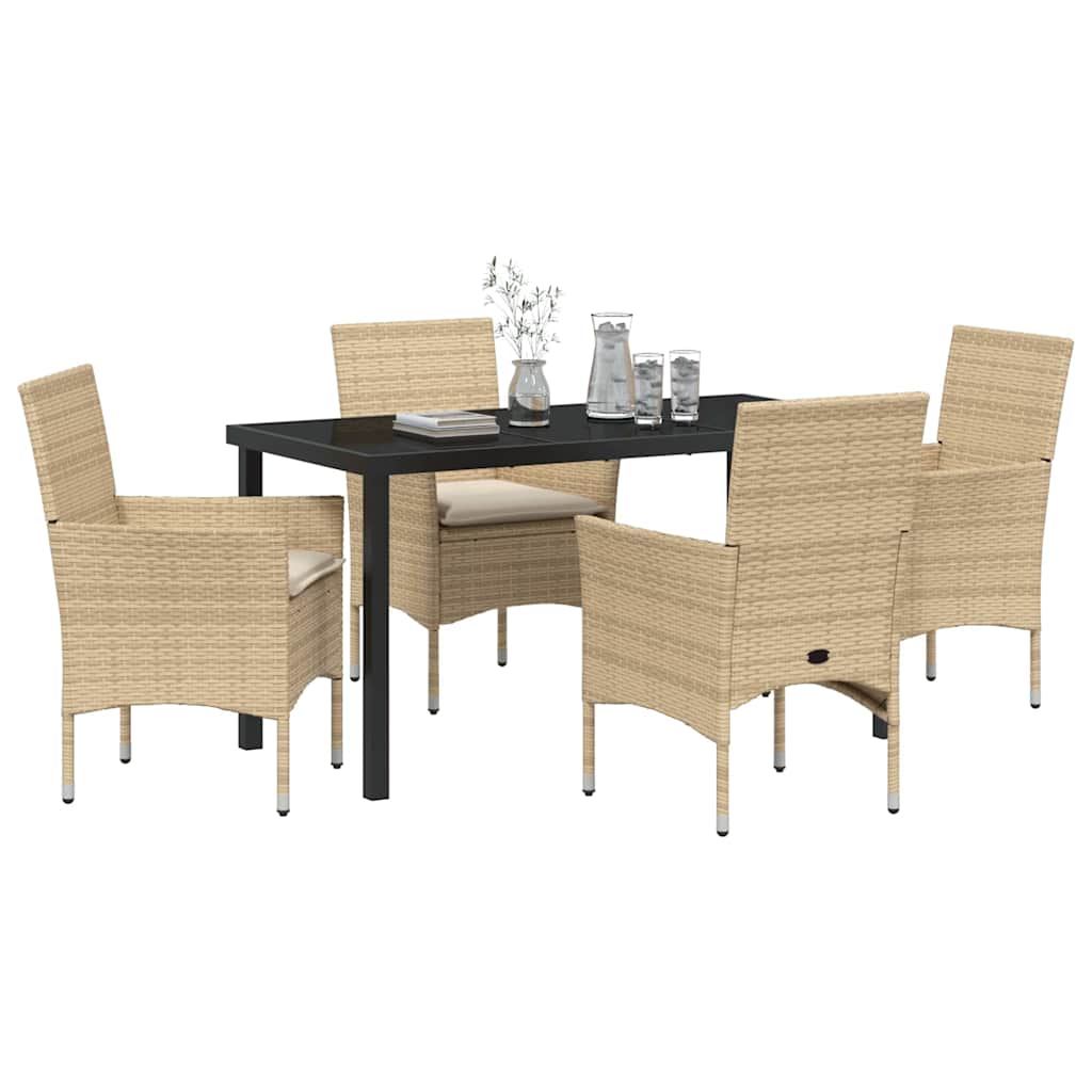 Garten Essgruppe mit Kissen 5 pcs Beige Poly Rattan
