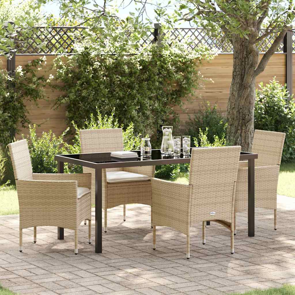 Garten Essgruppe mit Kissen 5 pcs Beige Poly Rattan