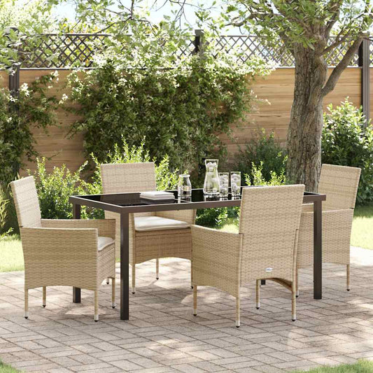 Garten Essgruppe mit Kissen 5 pcs Beige Poly Rattan