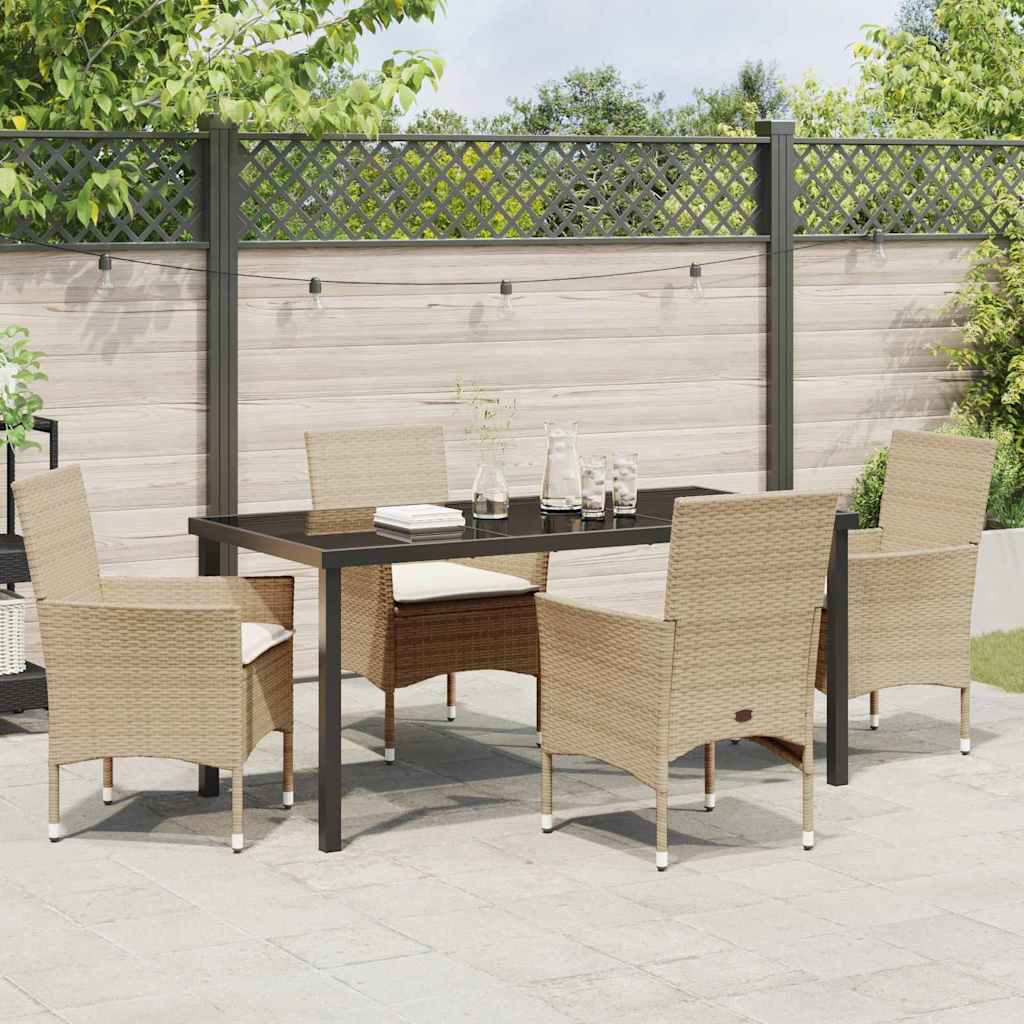 Garten Essgruppe mit Kissen 5 pcs Beige Poly Rattan