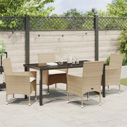 Garten Essgruppe mit Kissen 5 pcs Beige Poly Rattan