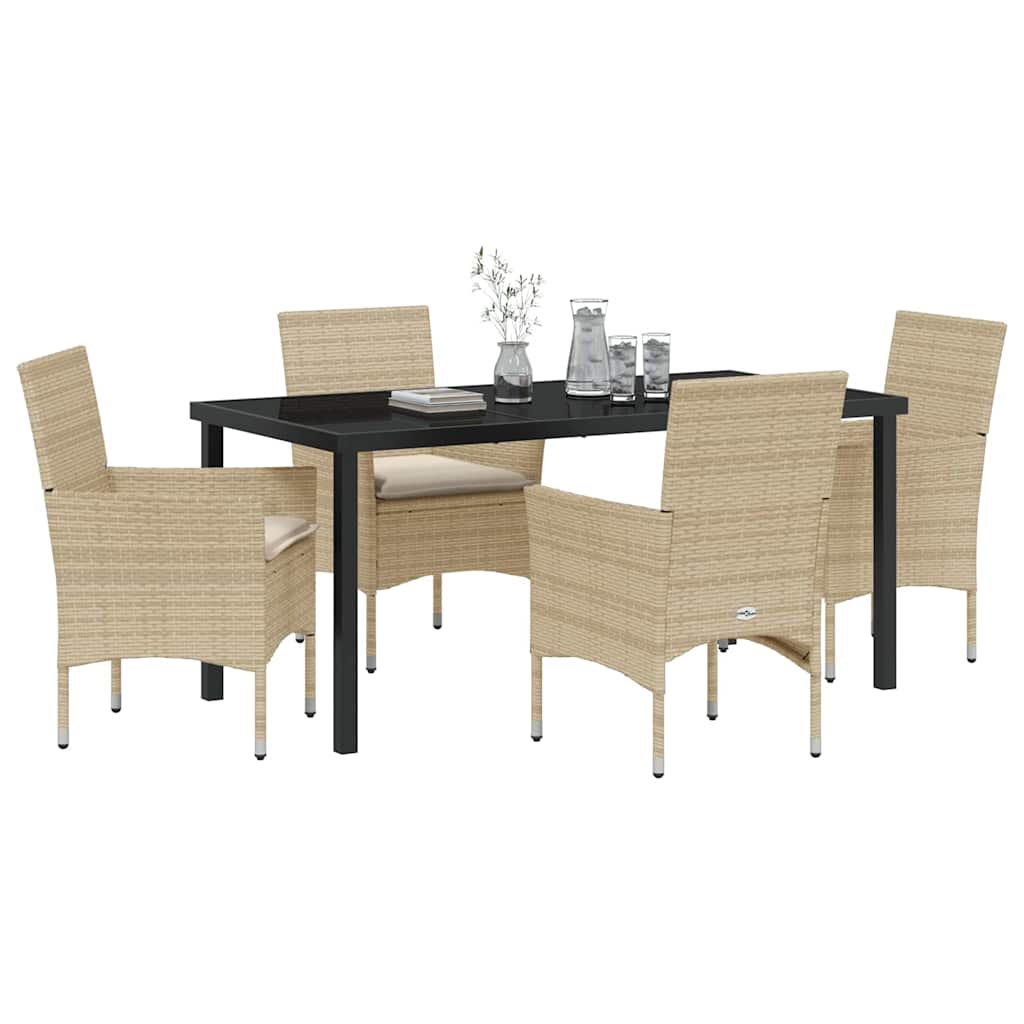 Garten Essgruppe mit Kissen 5 pcs Beige Poly Rattan