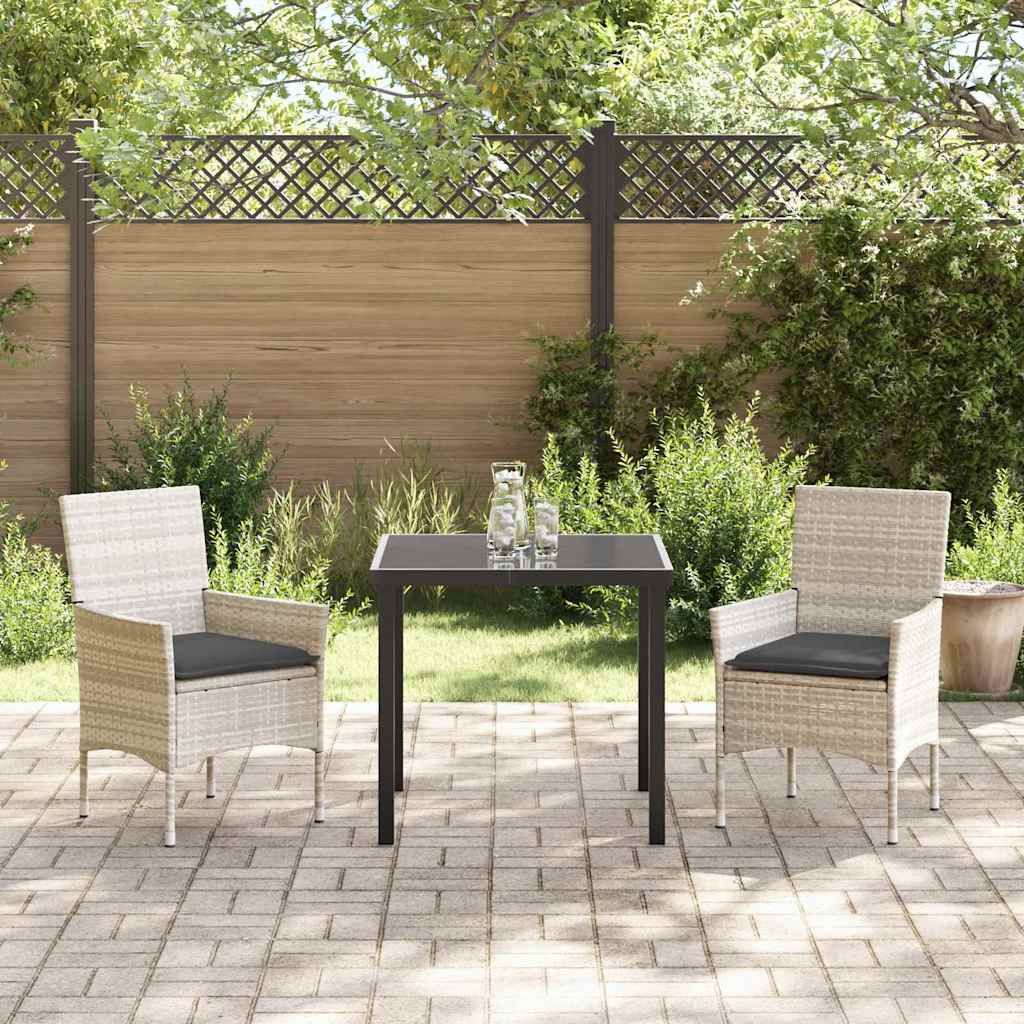 Garten Essgruppe mit Kissen 3 pcs Hellgrau Poly Rattan