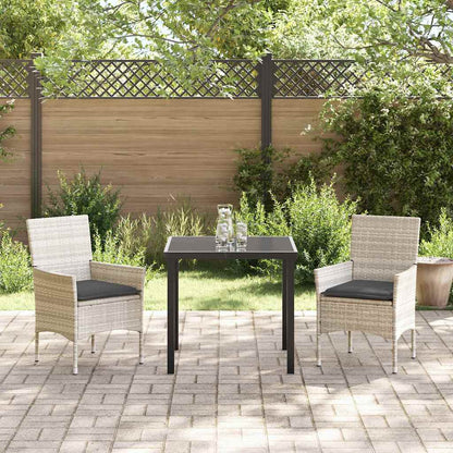 Garten Essgruppe mit Kissen 3 pcs Hellgrau Poly Rattan
