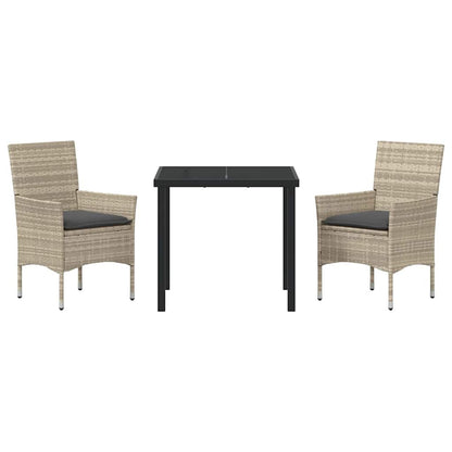 Garten Essgruppe mit Kissen 3 pcs Hellgrau Poly Rattan