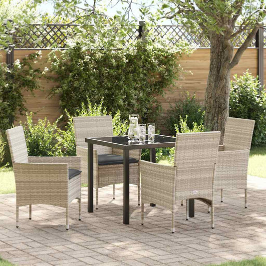 Garten Essgruppe mit Kissen 5 pcs Hellgrau Poly Rattan