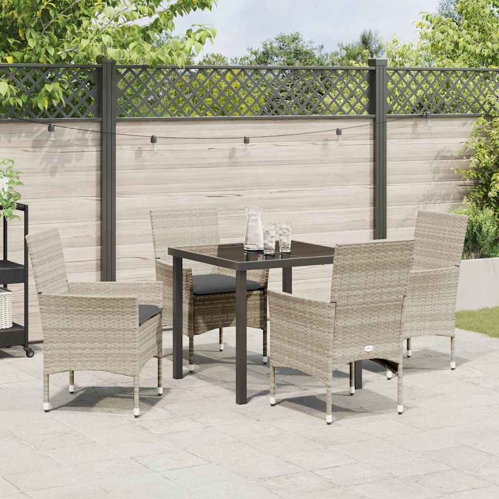 Garten Essgruppe mit Kissen 5 pcs Hellgrau Poly Rattan
