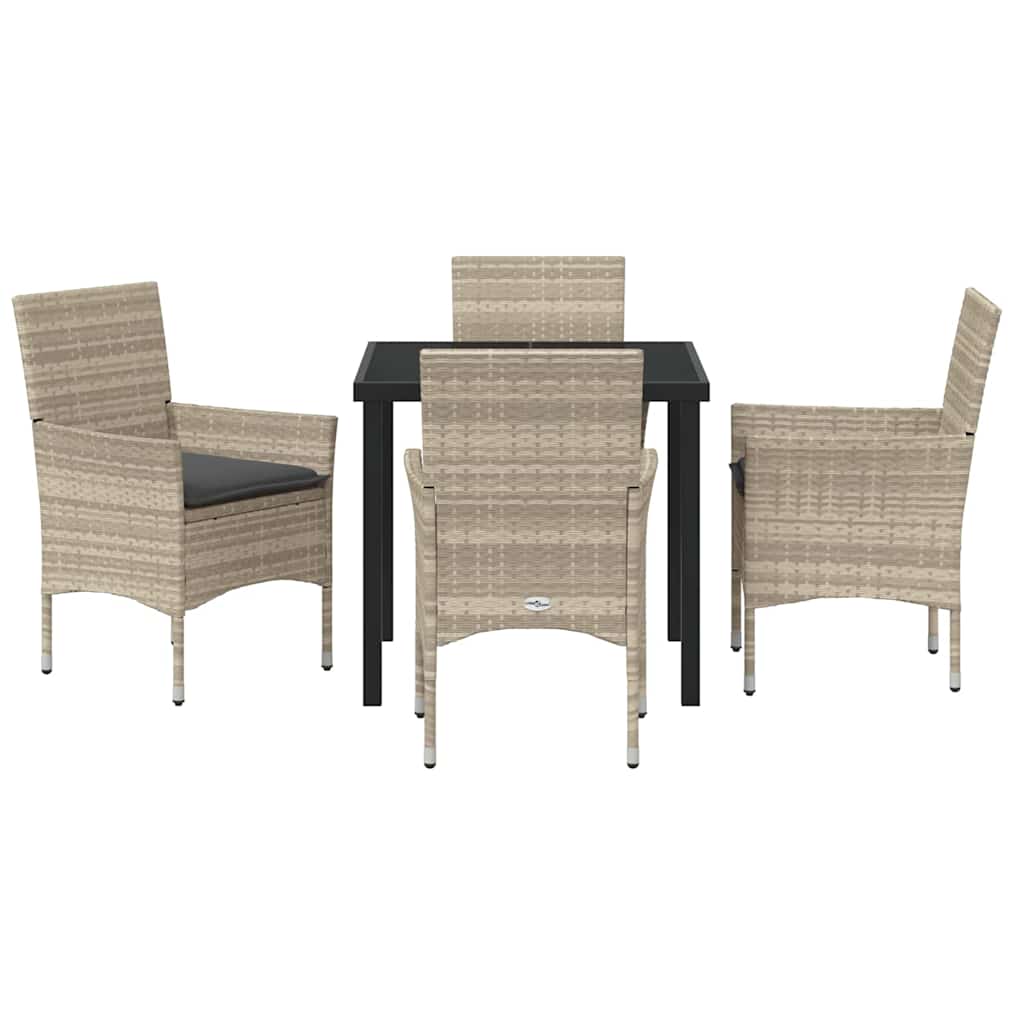 Garten Essgruppe mit Kissen 5 pcs Hellgrau Poly Rattan