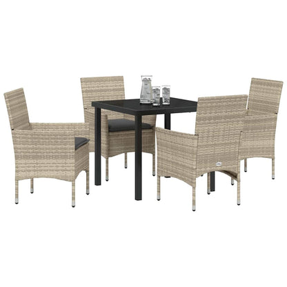Garten Essgruppe mit Kissen 5 pcs Hellgrau Poly Rattan