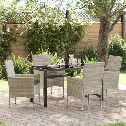 Garten Essgruppe mit Kissen 5 pcs Hellgrau Poly Rattan