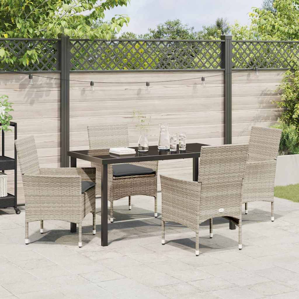 Garten Essgruppe mit Kissen 5 pcs Hellgrau Poly Rattan