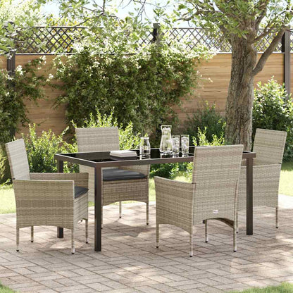Garten Essgruppe mit Kissen 5 pcs Hellgrau Poly Rattan