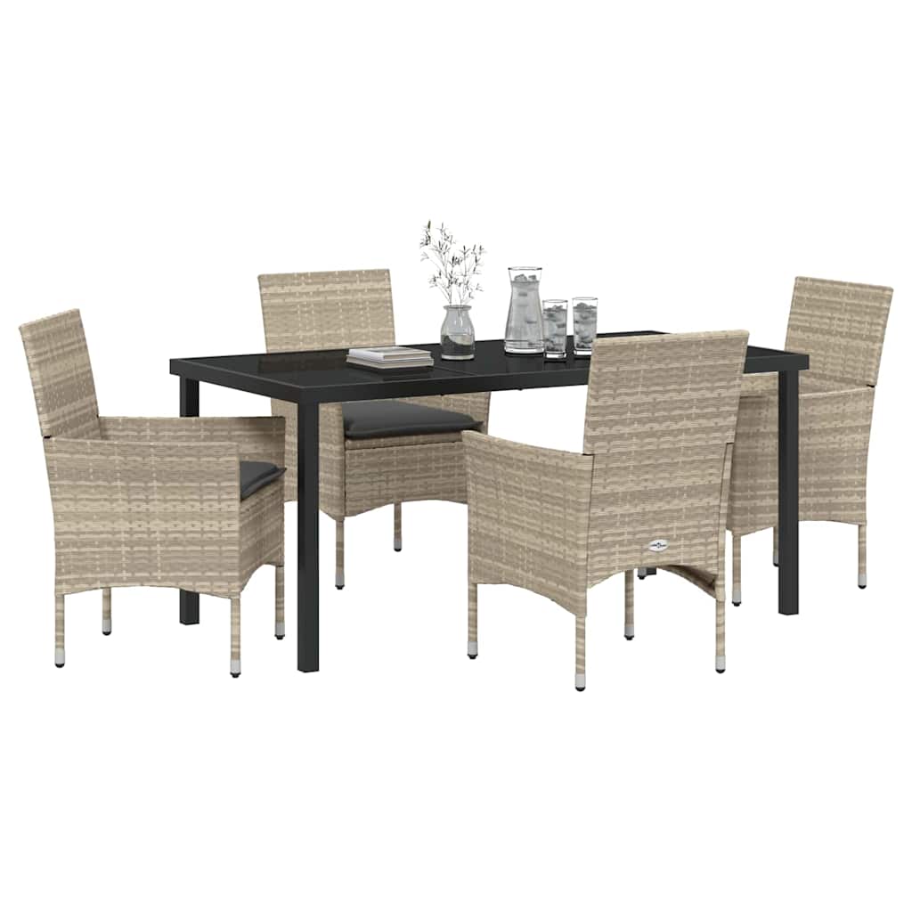 Garten Essgruppe mit Kissen 5 pcs Hellgrau Poly Rattan
