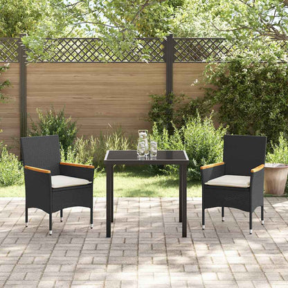 Garten Essgruppe mit Kissen 3 pcs Schwarz Poly Rattan