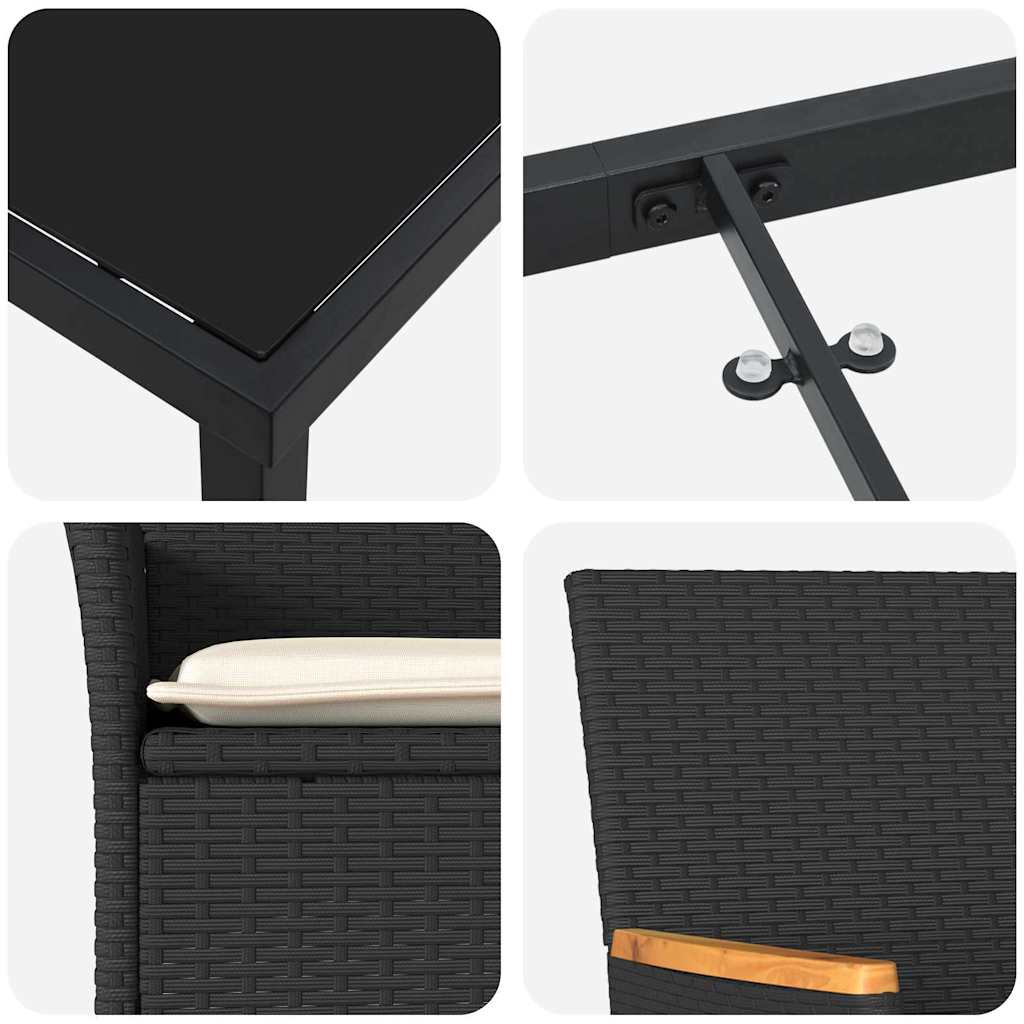 Garten Essgruppe mit Kissen 5 pcs Schwarz Poly Rattan