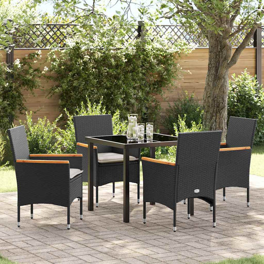 Garten Essgruppe mit Kissen 5 pcs Schwarz Poly Rattan