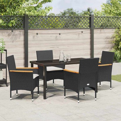 Garten Essgruppe mit Kissen 5 pcs Schwarz Poly Rattan