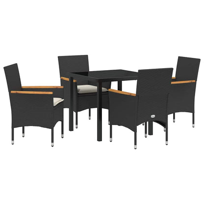 Garten Essgruppe mit Kissen 5 pcs Schwarz Poly Rattan