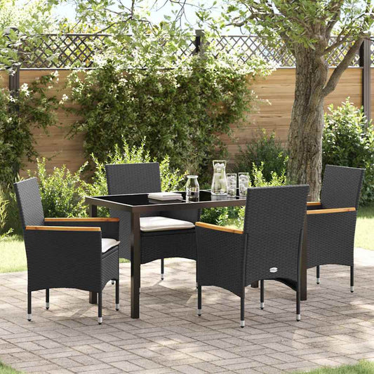 Garten Essgruppe mit Kissen 5 pcs Schwarz Poly Rattan
