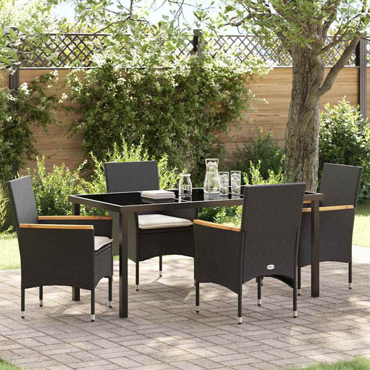 Garten Essgruppe mit Kissen 5 pcs Schwarz Poly Rattan