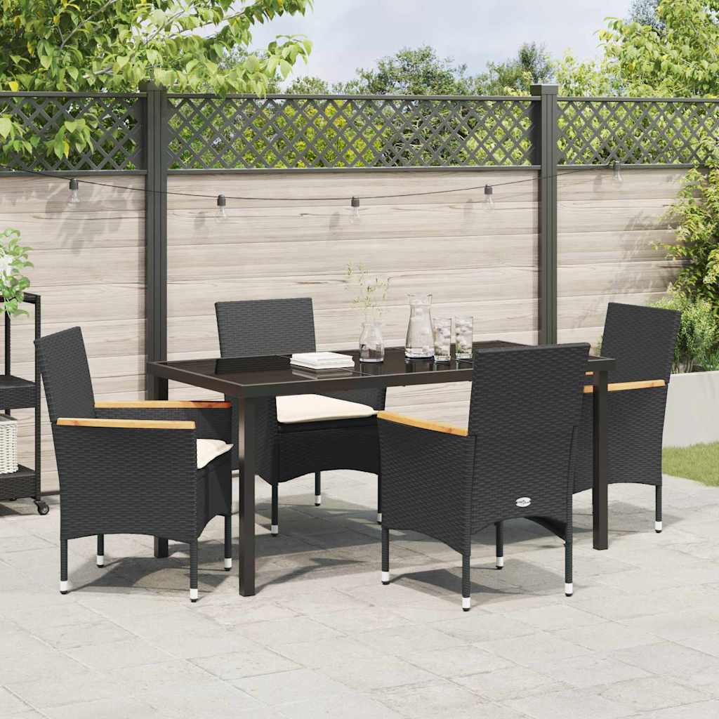 Garten Essgruppe mit Kissen 5 pcs Schwarz Poly Rattan