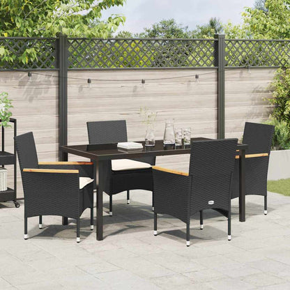 Garten Essgruppe mit Kissen 5 pcs Schwarz Poly Rattan