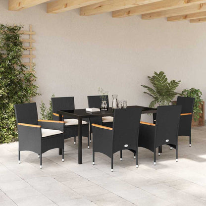 Garten Essgruppe mit Kissen 7 pcs Schwarz Poly Rattan
