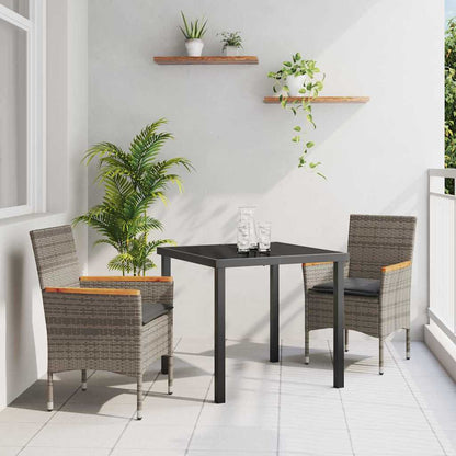 Garten Essgruppe mit Kissen 3 pcs Grau Poly Rattan